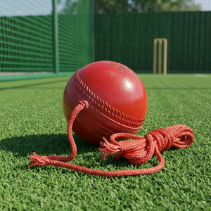 Latest Hanging <b>String</b> Leather Cricket <b>Ball</b> Wholesale Cricket Red Color PVC Knocking <b>Ball</b> for Batting Technique Development - Product Image 2