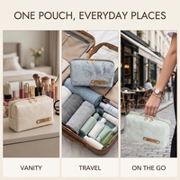 Sac de toilette en cuir PU de couleur personnalisée Royal Fair avec fermeture à glissière, sac de toilette de voyage résistant à l'usure, sac de rangement pour cosmétiques