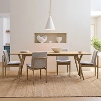 Table de salle à manger rectangulaire extensible en bois massif de chêne noyer 60 "-92" Mid Century Modern 6 8 10 Seater