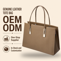 Tas Tote Kulit Asli untuk Wanita, Aksesori Perangkat Keras Berwarna Perak, Tas Bahu Genggam, Sisi Bergaya Akordeon dengan Bentuk Kokoh, Cocok untuk Bisnis, Grosir dengan Logo Kustom