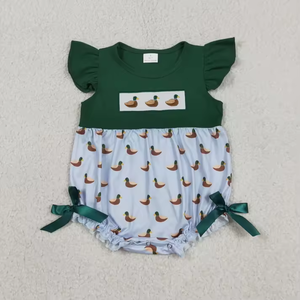 Romper de Verano para Bebé con Bordado de Sandía, Rayas y Volantes, Sin Mangas, Estilo Burbuja - Product Image 3