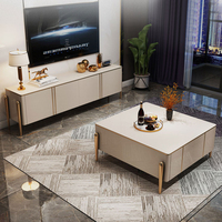 Meuble TV de luxe léger en marbre Table basse Combinaison italienne simple moderne Meubles TV sur pied pour salon