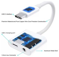 2-in-1 OTG-Buchse Adapter C 3,5mm Audio-Splitter-Konverter USB-C PC USB-Adapter Telefon Ladekabel Audio-Buchse Laptop Tablet
