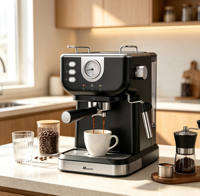 Cafetera Espresso Anbolife de 20 Bares con Manómetro, Espumador de Leche, Tanque de Agua de 1.5L, Cafetera de Expreso OEM