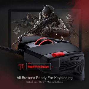 เมาส์เกมมิ่ง M612 <span class=keywords><strong>Predator</strong></span> RGB 8000 DPI เชื่อมต่อผ่านสาย USB แบบออปติคอล ปุ่มตั้งค่าได้ 11 ปุ่ม ไฟแบ็คไลท์ 5 โหมด รองรับซอฟต์แวร์ DIY จากจีน - Product Image 5