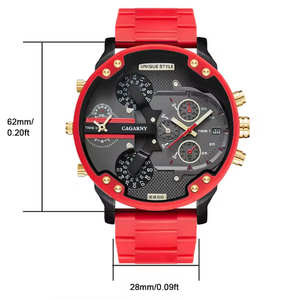 Reloj CAGARNY6830 para Hombre, Reloj de Cuarzo con Esfera Grande, Multizona Horaria, Fecha Automática Roja, Relojes de Moda para Hombre, Reloj Hombre - Product Image 3