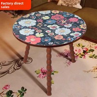 Table basse ronde pliable en bois à motif mandala pour salon, table d'appoint, balcon, mobilier moderne gain de place