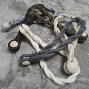 Handmade Boho Rope Curtain Tieback Modern Twist Rope <strong>Tie</strong> <strong>Backs</strong> with Wooden Button Decorative Window Holdbacks for Bedroom - Product Image 6