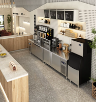 Fournisseur d'équipements pour Bubble Tea avec poste de travail personnalisé, machine à glaçons, infuseur à thé, scelleuse de gobelets, mixeur, qualité commerciale, acier inoxydable