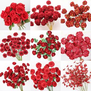 <span class=keywords><strong>Ramo</strong></span> <span class=keywords><strong>de</strong></span> Flores Artificiales <span class=keywords><strong>de</strong></span> Color Rojo para Boda, Hecho a Mano, con Frutos Rojos y Flores <span class=keywords><strong>de</strong></span> Seda para Decoración <span class=keywords><strong>de</strong></span> Techo <span class=keywords><strong>de</strong></span> Salón - Product Image 1