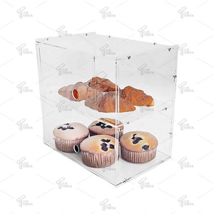 Acrilico 2 livelli panettiere trasparente pasticceria vetrina per biscotti da forno Cupcake vetrina con vassoio - Product Image 3