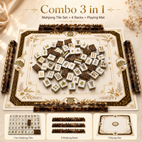Ensemble de Mahjong Américain de Luxe 3-en-1 à Imprimé Léopard Moderne, 160 Tuiles en Acrylique, Jeu Animalier Doré pour 4 Joueurs, Cadeau de Casino