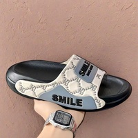 Sandales à Enfiler Luxe Noires en PVC pour Homme, Tendance Sport Décontracté, Chaussures de Plage d'Extérieur Respirantes Antidérapantes Épaisses