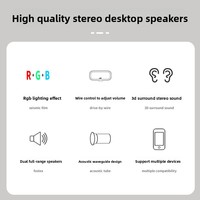 Speaker USB Berkabel Komputer, Speaker Desktop Mini Aktif Warna-warni RGB, Universal untuk Desktop dan Notebook