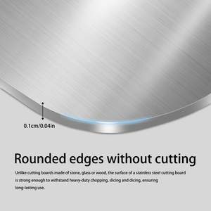เขียงสแตนเลสหนาสองด้านพร้อมพื้นผิวป้องกันเชื้อราและแบคทีเรียสำหรับการม้วนและสับผัก - Product Image 3