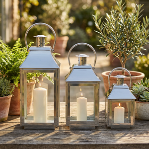 High Demand Set 3 Silver Iron Outdoor Wedding Christmas Valentine's Day <b>Lanterns</b> <b>Large</b> Size Eco-Friendly Durable for Garden - Product Image 1