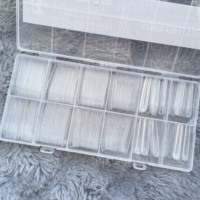 Caja de puntas de uñas de ataúd cuadrado largo al por mayor, 240 Uds., 12 tamaños, transparente, cubierta Extra larga, pegamento suave para puntas de Gel de uñas