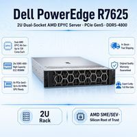 Serveur d'entreprise Dell R7625 2U en rack, double socket, 24 DIMM DDR5, PCIe 5.0 NVMe pour la virtualisation, les bases de données et l'analyse