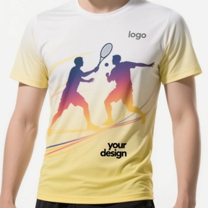 เสื้อยืดออกกำลังกายแห้งเร็วผ้าโพลีเอสเตอร์พิมพ์โลโก้ตามสั่ง เสื้อยืดกีฬาฟิตเนสสำหรับผู้ชาย เสื้อยืดกล้ามเนื้อ - Product Image 1