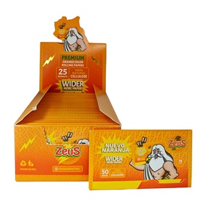 Papiers à rouler Zeus Premium Orange, 25 feuilles, cellulose naturelle, format plus large, 50 feuilles/carnet, 25 carnets/boîte, papiers orange - Product Image 6
