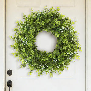 Lussuosa Ghirlanda Decorativa da 60cm per Porta e Finestra Ghirlanda Artificiale di Bosso ed Eucalipto Fiori Decorativi e Piante - Product Image 1