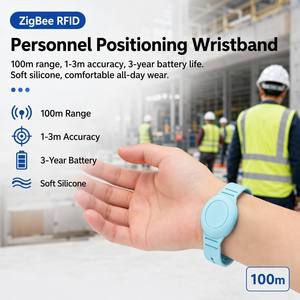 Manufacturer ZigBee Wristband Personnel Positioning <b>Tag</b> IP65 100m 3-Year Battery Wearable for Construction Tunnel Worker Safety - Product Image 1