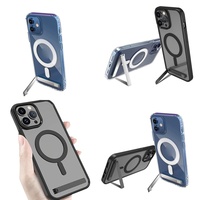 Casing Magnetik Transparan Anti Benturan untuk iPhone 15 Pro Max dengan Kickstand, 17 Air 16 14 13 12 Plus 11, Dilengkapi Holder, Dropshipping