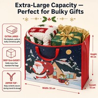 Sacs fourre-tout de Noël personnalisés avec logo, tissés, écologiques, avec poignées en sangle PP, taille moyenne, vente en gros, réutilisables pour les achats de fin d'année, États-Unis