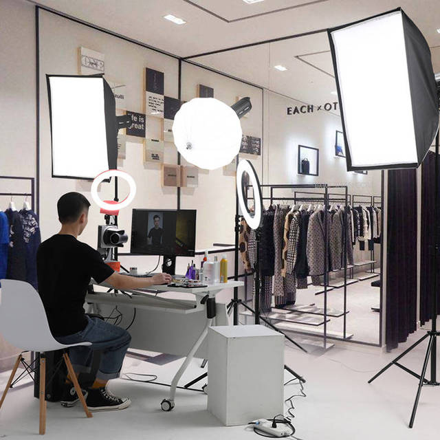 Live Stream Filling Light Set 200W LED Video Light with Softbox and Tripod Stand for Food Beauty Stream