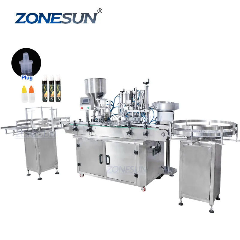 ZONESUN ZS-FAL180A5ダブルヘッドハニーメイク液体ペーストスクイーズボトルロータリー4In1ジュース自動充填キャッピングマシン