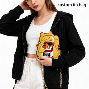 Sac bandoulière personnalisé <span class=keywords><strong>en</strong></span> PU <span class=keywords><strong>avec</strong></span> motif chat porte-bonheur, style Ita Bag, <span class=keywords><strong>avec</strong></span> fenêtre transparente pour affichage de badges, idéal pour le streetwear, MOQ pris <span class=keywords><strong>en</strong></span> charge - Product Image 2
