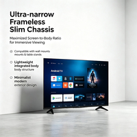 Harga Pabrik TV Pintar Ultra-Tipis 55-Inci Tanpa Bingkai 4K UHD Android LED Backlight Hitam LAN & Cerdas untuk Kontrol