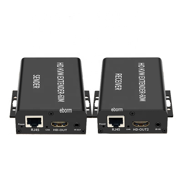 OEM HDMI USB KVM Extender 60M Over Cat5/6 Ethernet RJ45 Networking Cable POE 1080P USB Audio Video Converter for PC TV Monitor