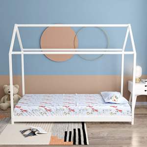 Cadre de lit moderne personnalisé en bois de pin massif avec garde-corps pour meubles de chambre d'enfants à usage domestique - Product Image 1