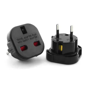 Leishen Wholesale UK vers EU Plug Adapter Schuko Socket 3 Pin to 2 Pin International Universal European Europe Travel Adapter