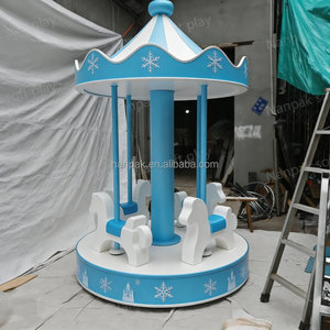 Giostra a Tema Frozen Bianco e <span class=keywords><strong>Blu</strong></span> per Bambini, da Interno/Esterno, con Gioco Morbido Rotante, per Feste e Centri Commerciali - Product Image 4