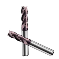 Fraise à queue carrée en carbure de tungstène à 4 cannelures, revêtement AITiN, haute précision 65HRC, hélice 35°, pour usinage CNC, en stock