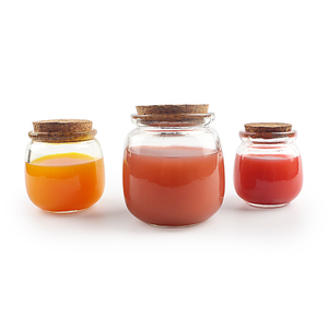100ml 200ml 300ml Wadah Kaca Oval untuk Puding, Stoples Makanan dengan Tutup Kayu dan Sendok - Product Image 1