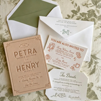 Servicio de Personalización de Tarjetas de Felicitación para Bodas en Pequeñas Cantidades, Sobres, Tarjetas de Respuesta, Tarjetas de Programación, Papel Elegante con Relieve Personalizado