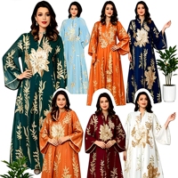 Robe élégante pour femmes musulmanes, brodée de sequins dorés, style moyen-oriental, best-seller 2026, robe de Ramadan pour femmes musulmanes