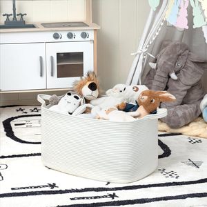 Vente chaude Rectangle grande capacité coton corde tissé blanchisserie Snack jouets articles divers coton corde panier - Product Image 1