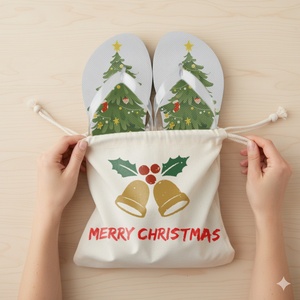 Chanclas Chinas con Diseño Natural de Árbol de Navidad, Sublimación Personalizada, Chanclas con Plataforma - Product Image 1