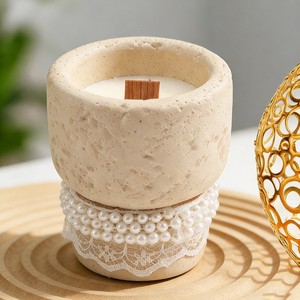 Pearl Lace Gypsum <b>Cup</b> Scented Candle Natural Soy Wax Smokeless Elegant Indoor Atmosphere Decor Luxury Fragrance Ornament Gift - Product Image 4
