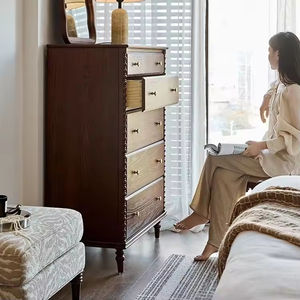 Armoire de rangement en <span class=keywords><strong>bois</strong></span> de chêne massif antique de luxe, commode à 5 tiroirs pour chambre à coucher et salon, ensemble de meubles de style fermier - Product Image 4