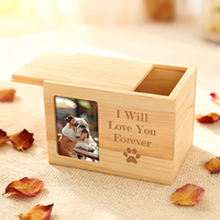 Urne funéraire en bois pour animaux de compagnie avec porte-photo, cercueil en bois pour animaux, couvercle coulissant, boîte à souvenirs pour animaux, urne funéraire en bois pour animaux