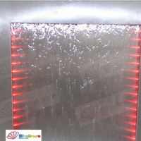 Fontaine murale d'eau intérieure en verre miroir avec lumière LED, décoration murale, cascade murale