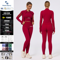 Ensemble de yoga 3 pièces pour femme : veste zippée à col rond, soutien-gorge de sport, leggings taille haute en tissu extensible ultra doux, coupe ajustée