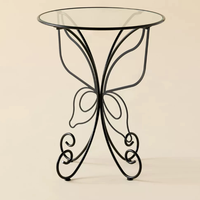 Mesa Auxiliar Redonda de Hierro Forjado Negro con Diseño de Mariposa Monarca para Sala de Estar, de Fábrica de Muebles China