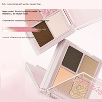 Palette de fards à paupières mats certifiée Halal BPOM, 4 couleurs, fini mat et pailleté, pour débutantes, maquillage quotidien des yeux, marque privée, vente en gros