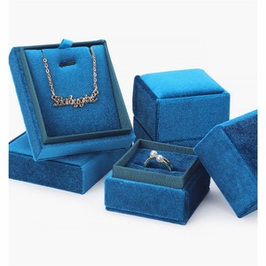 Luxury Square Velvet Jewelry <b>Gift</b> <b>Box</b> Lid and Base Premium High Quality Velvet Jewelry <b>Ring</b> Necklace Pendant Packaging <b>Box</b> - Product Image 3